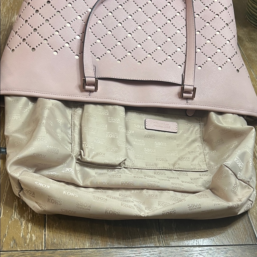 Michael Kors Blush Pink Perforated Tote - Picture 5 of 12